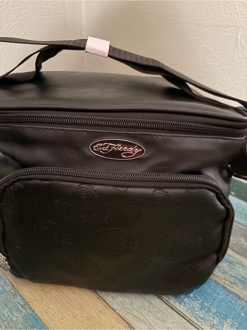 Ed Hardy Black Carry Case with Embossed Tiger Logo!! LSU!! Great for Fans of LSU